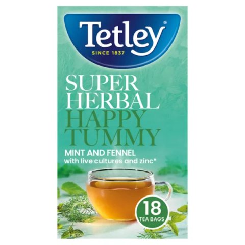 Tetley Super Herbal Happy Tummy Mint and Fennel, 20 Tea Bags 32.4g