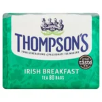 Thompson's Irish Breakfast, 80 Tea Bags 250g, front of box, available at teas.co.uk