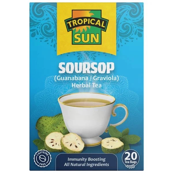 Tropical Sun Soursop, 20 Tea Bags 30g, Fruit and Herbal Tea, Tropical Sun Foods Limited. Sold by Teas.co.uk.