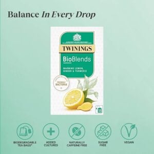 Twinings Bioblends Lemon, Ginger and Turmeric, 18 Tea Bags 40g