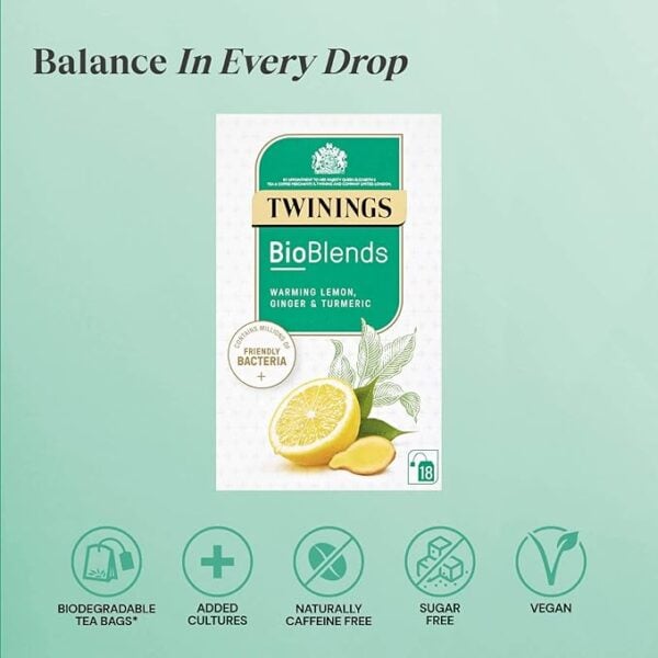Twinings Bioblends Lemon, Ginger and Turmeric, 18 Tea Bags 40g