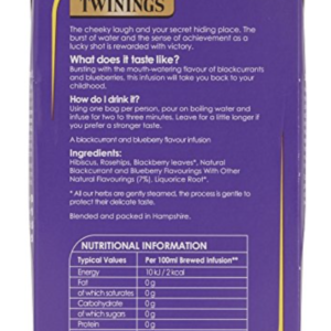 Twinings Blackcurrant And Blueberry, 20 Tea Bags 40G, Fruit And Herbal Tea, R. Twining And Company Limited. Sold By Teas.co.uk.