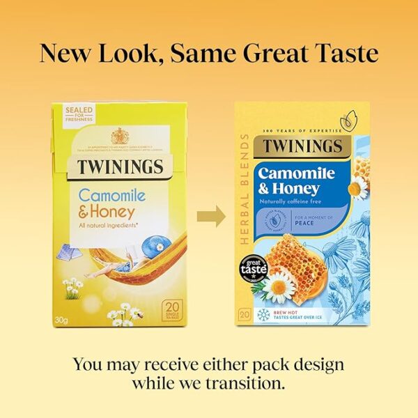 Twinings Camomile and Honey, 20 Tea Bags 30g, Fruit and Herbal Tea, R. Twining and Company Limited. Sold by Teas.co.uk.
