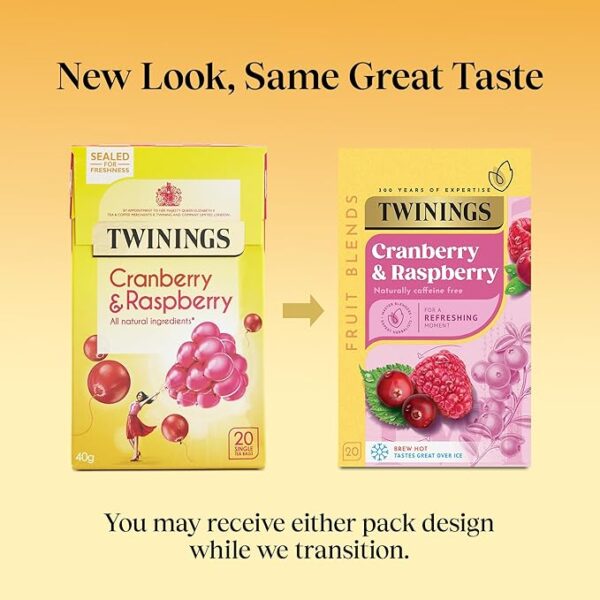 Twinings Cranberry and Raspberry, 20 Tea Bags 40g, Fruit and Herbal Tea, R. Twining and Company Limited. Sold by Teas.co.uk.