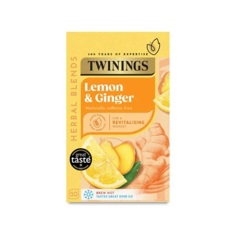 Twinings Lemon and Ginger, 20 Tea Bags 30g, Fruit and Herbal Tea, R. Twining and Company Limited. Sold by Teas.co.uk.