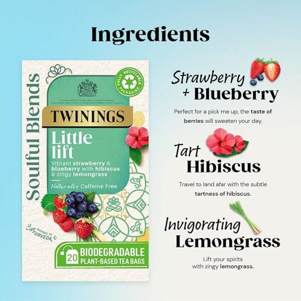 Twinings Little Lift, 20 Tea Bags 36g, Fruit and Herbal Tea, R. Twining and Company Limited. Sold by Teas.co.uk.