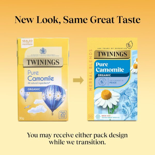 Twinings Organic Pure Chamomile, 20 Tea Bags 30g, Fruit and Herbal Tea, R. Twining and Company Limited. Sold by Teas.co.uk.