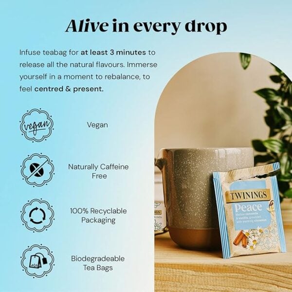 Twinings Peace, 20 Tea Bags 40g, Fruit and Herbal Tea, R. Twining and Company Limited. Sold by Teas.co.uk.