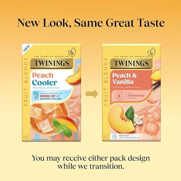 Twinings Peach Cooler 20, Tea Bags 30g, Fruit and Herbal Tea, R. Twining and Company Limited. Sold by Teas.co.uk.