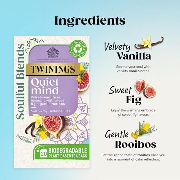 Twinings Quiet Mind, 20 Tea Bags 40g, Fruit and Herbal Tea, R. Twining and Company Limited. Sold by Teas.co.uk.