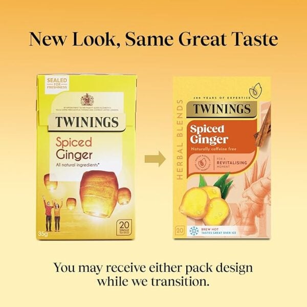 Twinings Spiced Ginger, 20 Tea Bags 35g, Fruit and Herbal Tea, R. Twining and Company Limited. Sold by Teas.co.uk.