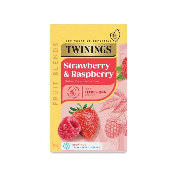 Twinings Strawberry and Raspberry, 20 Tea Bags 40g, Fruit and Herbal Tea, R. Twining and Company Limited. Sold by Teas.co.uk.
