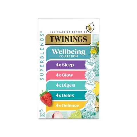 Twinings Wellbeing Collection, 20 Tea Bags 37g, Fruit and Herbal Tea, R. Twining and Company Limited. Sold by Teas.co.uk.