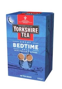 Yorkshire Tea Bedtime Brew 40 tea bags 100g front and right side of box