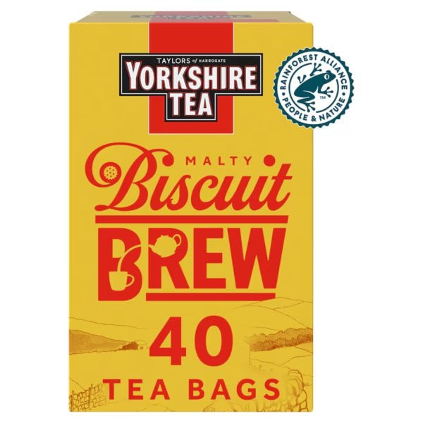 Yorkshire Tea Biscuit Brew, 40 Tea Bags 112g, Yorkshire Tea, Bettys & Taylors Group Limited. Sold by Teas.co.uk.