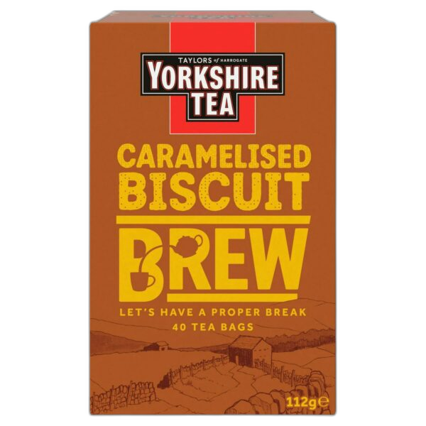 Yorkshire Tea Caramelised Biscuit Brew, 40 Tea Bags 112g, Yorkshire Tea, Bettys & Taylors Group Limited. Sold by Teas.co.uk.