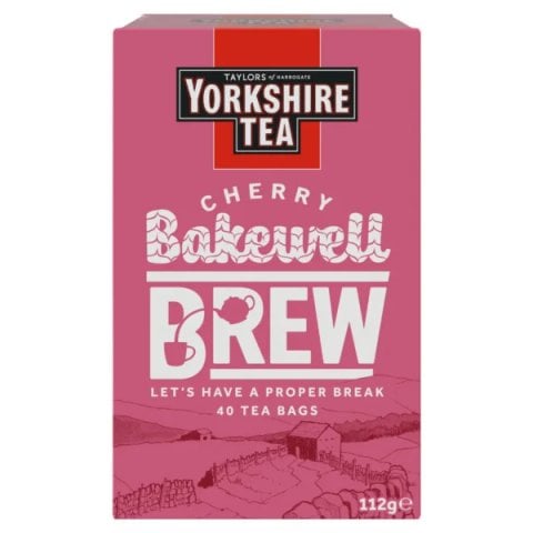 Yorkshire Tea Cherry Bakewell Brew, 40 Tea Bags 112g, Black Tea, Bettys & Taylors Group Limited. Sold by Teas.co.uk.