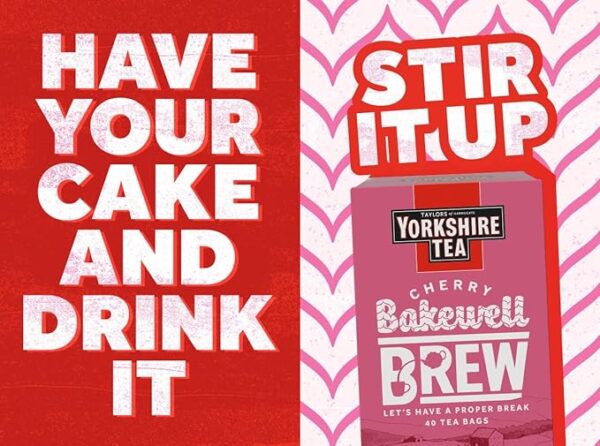 Yorkshire Tea Cherry Bakewell Brew, 40 Tea Bags 112g, Black Tea, Bettys & Taylors Group Limited. Sold by Teas.co.uk.