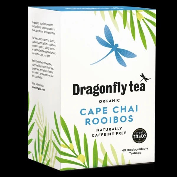 Cape Chai Oat Milk Latte 1 Dragonfly Organic Cape Chai Rooibos, 40 Tea Bags 80G, Rooibos, Dragonfly Teas Limited. Sold By Teas.co.uk.