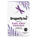Dragonfly Organic Earl Grey Rooibos, 40 Tea Bags 100g, front of box, available at teas.co.uk