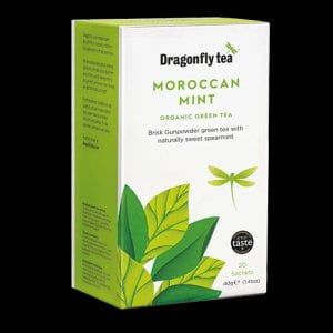Dragonfly Organic Moroccan Mint, 40 Tea Bags 80g, Fruit and Herbal Tea, Dragonfly Teas Limited. Sold by Teas.co.uk.
