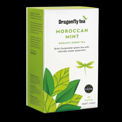 Dragonfly Organic Moroccan Mint, 40 Tea Bags 80g, Fruit and Herbal Tea, Dragonfly Teas Limited. Sold by Teas.co.uk.