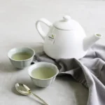 Dragonfly Organic Moroccan Mint 40 Tea Bags 80G Tea, brewing in white cup, available at teas.co.uk
