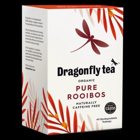 Dragonfly Organic Pure Rooibos, 40 Tea Bags 100g, Organic Tea Bags, Dragonfly Teas Limited. Sold by Teas.co.uk.
