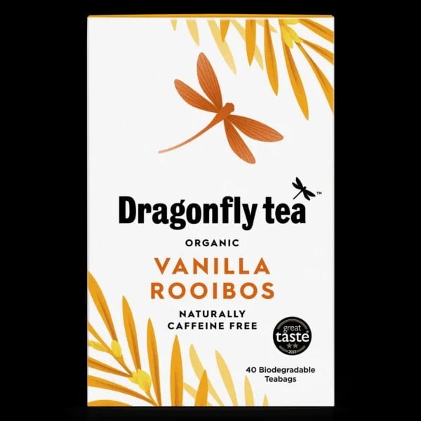 Dragonfly Organic Vanilla Rooibos, 40 Tea Bags 100G, Organic Tea Bags, Dragonfly Teas Limited. Sold By Teas.co.uk.