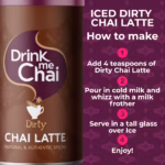 Drink Me Chai Dirty Chai Latte, 200g, front of jar with facts, available at teas.co.uk
