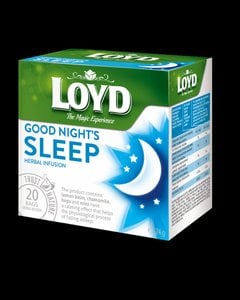 Loyd Good Night's Sleep, 20 Tea Bags 24g, front of box, available at teas.co.uk