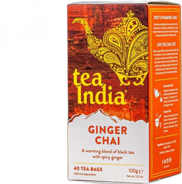 Tea India Ginger Chai, 40 Tea Bags 100g, Chai, Tata Consumer Products UK Group Limited. Sold by Teas.co.uk.