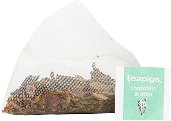 Teapigs Chocolate And Mint, 15 Tea Bags 37.5G, Close Up On Tea Bag, Available At Teas.co.uk