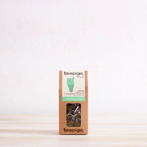 Teapigs Chocolate and Mint, 15 Tea Bags 37.5g, front of box in lifestyle setting, available at teas.co.uk