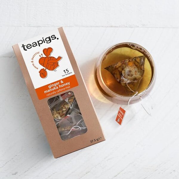Teapigs Ginger And Manuka Honey 15 Tea Bags 37 5G Box With, brewing tea, available at teas.co.uk