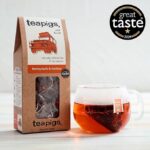 Teapigs Honeybush And Rooibos 15 Tea Bags 37 5G 506013675011337 Box With, brewing tea in clear glass cup, available at teas.co.uk