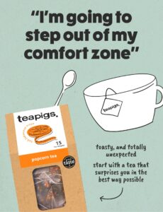 Teapigs Popcorn Tea, 15 Tea Bags 37.5g, front of box with brew tips, available at teas.co.uk