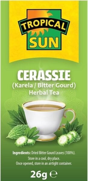 Tropical Sun Cerassie, 20 Tea Bags 26G, Right Side Of Box, Available At Teas.co.uk