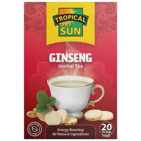 Tropical Sun Ginseng, 20 Tea Bags 30g, Fruit and Herbal Tea, Tropical Sun Foods Limited. Sold by Teas.co.uk.