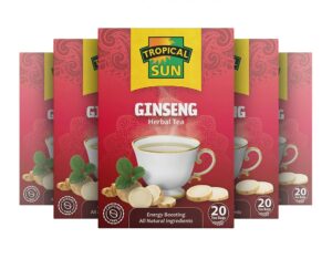 Tropical Sun Ginseng, 20 Tea Bags 30g, multi box picture.webp, available at teas.co.uk