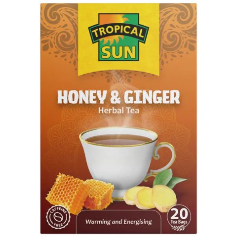 Tropical Sun Honey and Ginger, 20 Tea Bags 70g, Fruit and Herbal Tea, Tropical Sun Foods Limited. Sold by Teas.co.uk.
