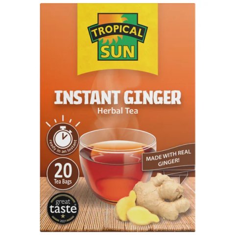 Tropical Sun Instant Ginger, 20 Tea Bags 140g, Fruit and Herbal Tea, Tropical Sun Foods Limited. Sold by Teas.co.uk.