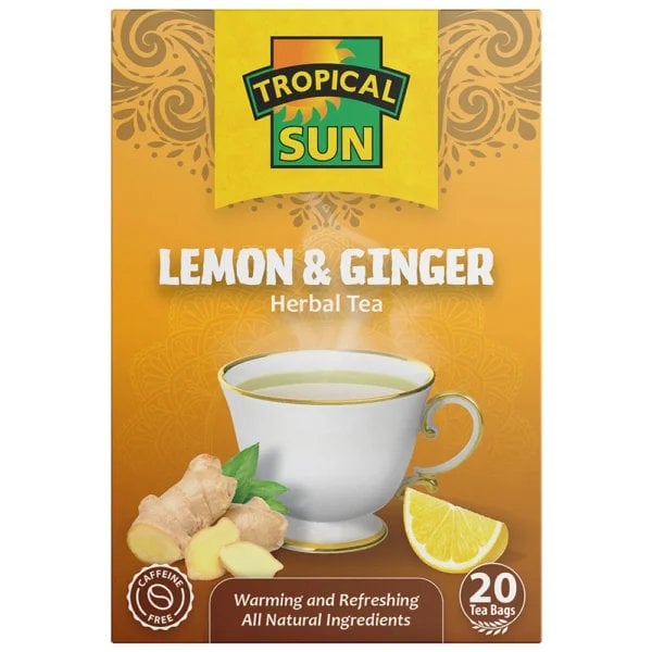 Tropical Sun Lemon And Ginger, 20 Tea Bags 30G, Fruit And Herbal Tea, Tropical Sun Foods Limited. Sold By Teas.co.uk.