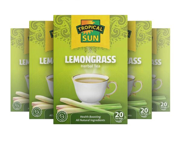 Tropical Sun Lemongrass, 20 Tea Bags 24g, multi box view, available at teas.co.uk
