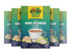 Tropical Sun Noni and Ginger, 20 Tea Bags 30g, multi box, available at teas.co.uk