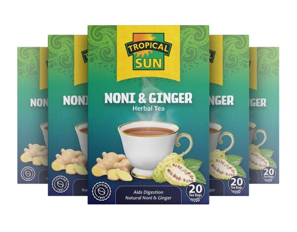 Tropical Sun Noni and Ginger, 20 Tea Bags 30g, multi box, available at teas.co.uk