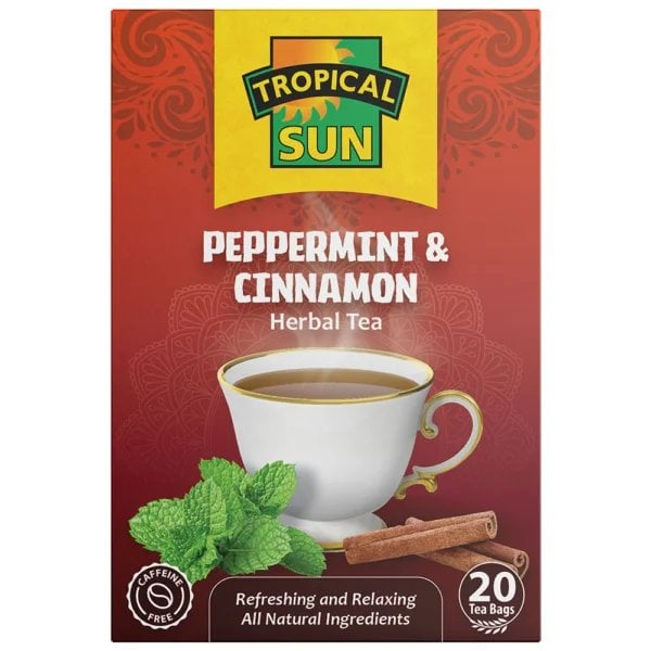 Tropical Sun Peppermint and Cinnamon, 20 Tea Bags 30g, Fruit and Herbal Tea, Tropical Sun Foods Limited. Sold by Teas.co.uk.