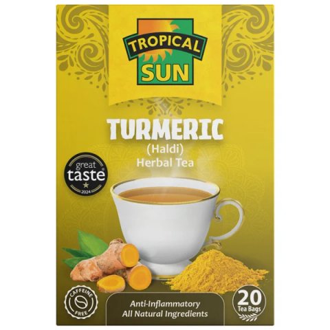 Tropical Sun Turmeric, 20 Tea Bags 30g, Fruit and Herbal Tea, Tropical Sun Foods Limited. Sold by Teas.co.uk.