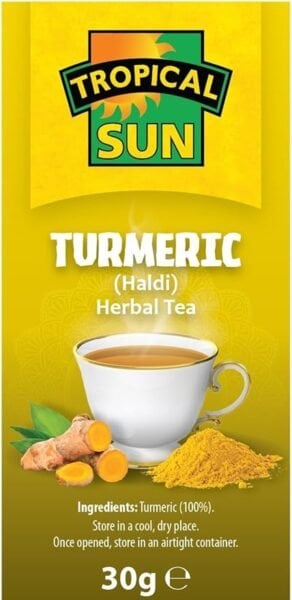 Tropical Sun Turmeric, 20 Tea Bags 30G, Right Side Of Box, Available At Teas.co.uk
