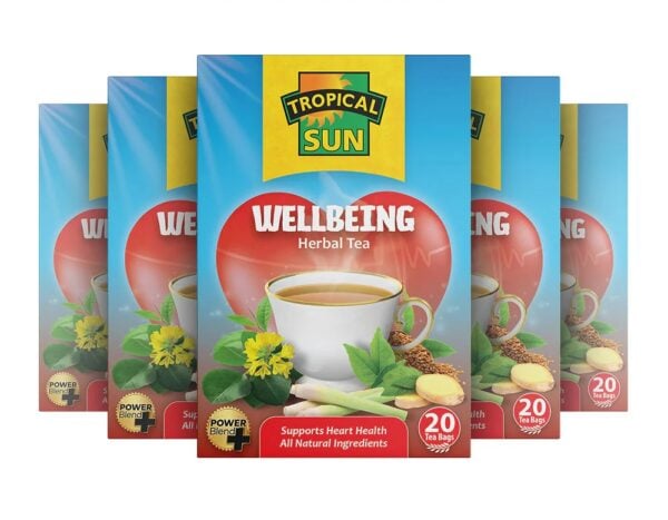 Tropical Sun Wellbeing, 20 Tea Bags 40g, multi view of tea, available at teas.co.uk